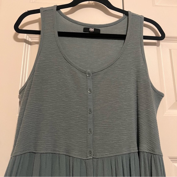 Frye Sea Green Button-Down Mixed Media Dress - Picture 3 of 9